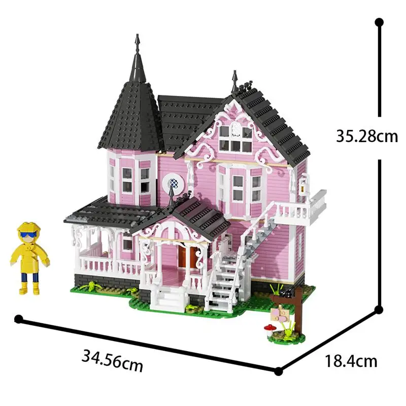 1542PCS MOC Kreative Expert Koralinierte Rosa Palast Gebäude Block Stadt Street View Wohnung Architektur Ziegel Spielzeug Mädchen Geschenk
