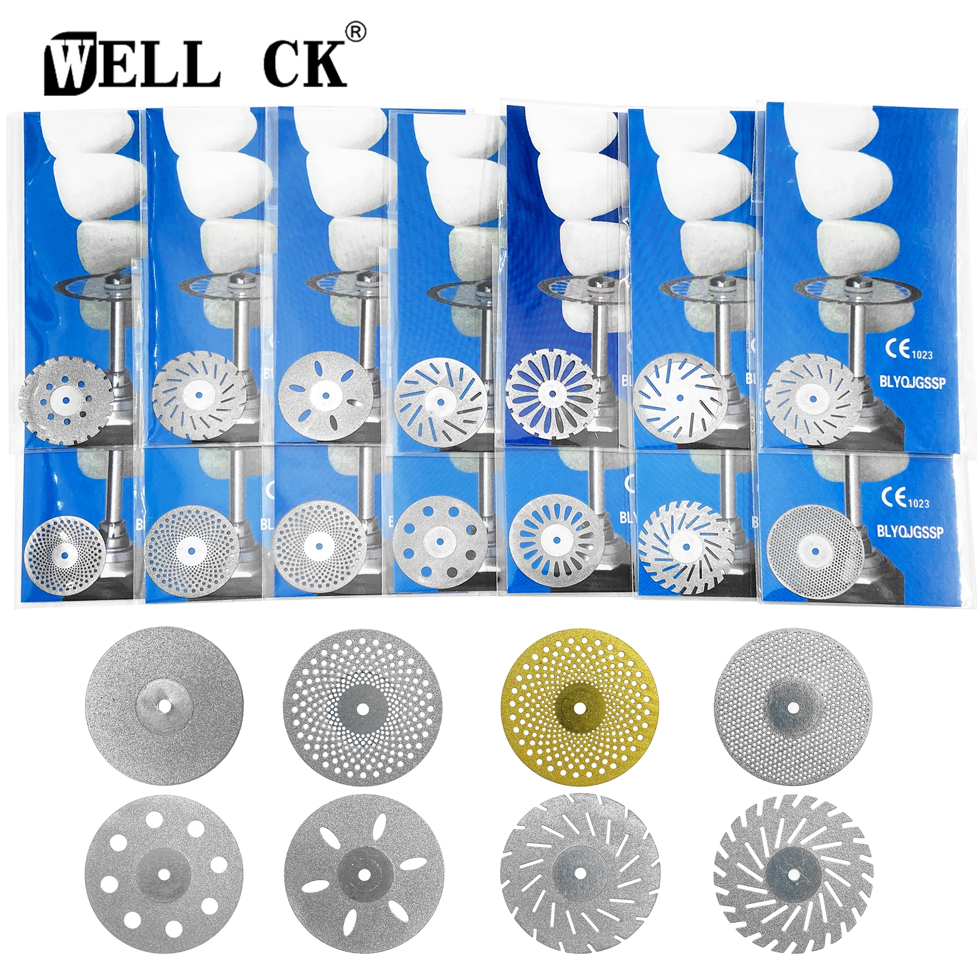 5pcs Dental Diamond Disc Disks 0.25mm Ultra-thin Double Sided Grit Cutting Disc Tool Thickness Dental Lab DD02/022 19 Sizes