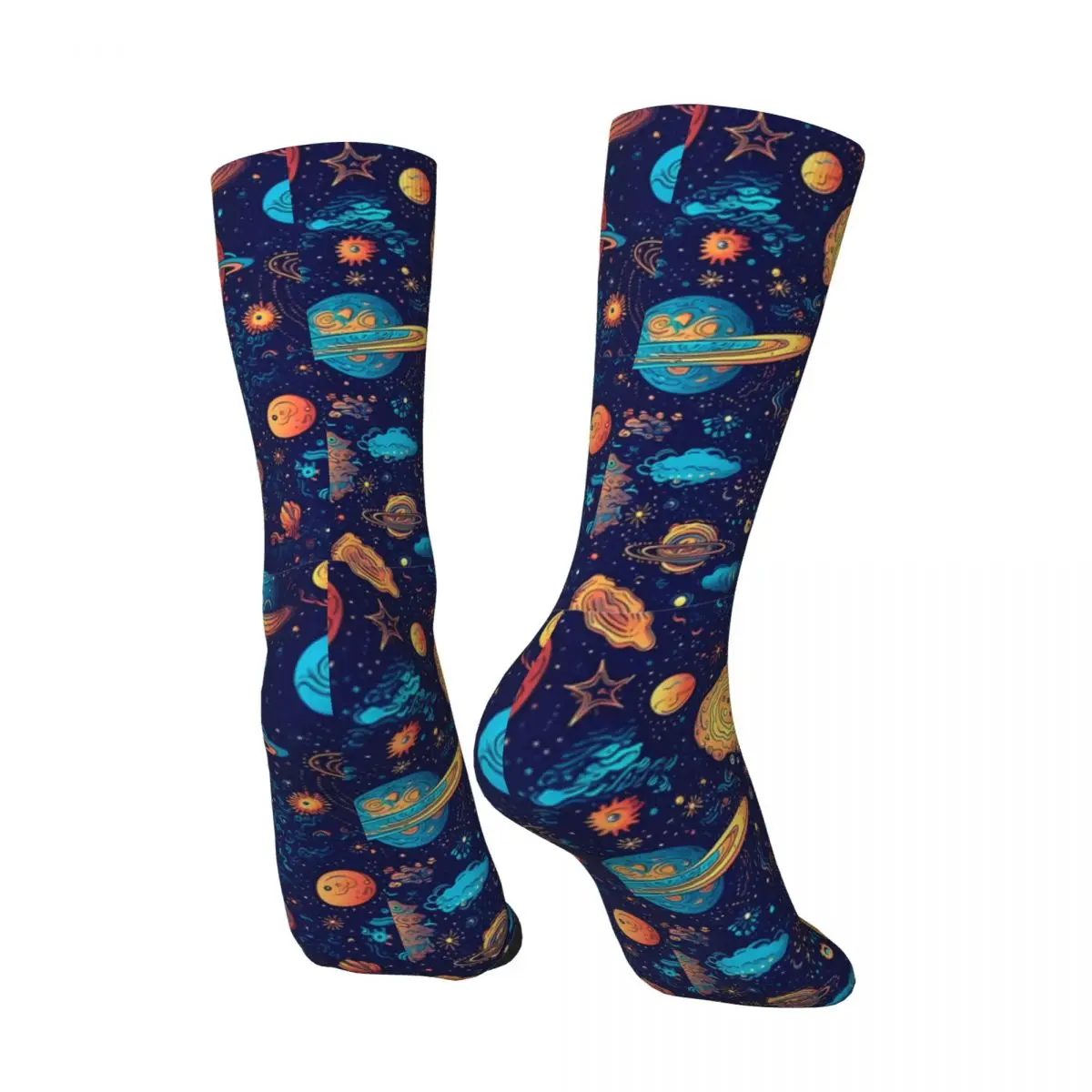 Funny Happy Men's compression Socks Cosmic Vintage Harajuku Celestial Dreams Hip Hop Novelty Casual Crew Crazy Sock Gift Printed