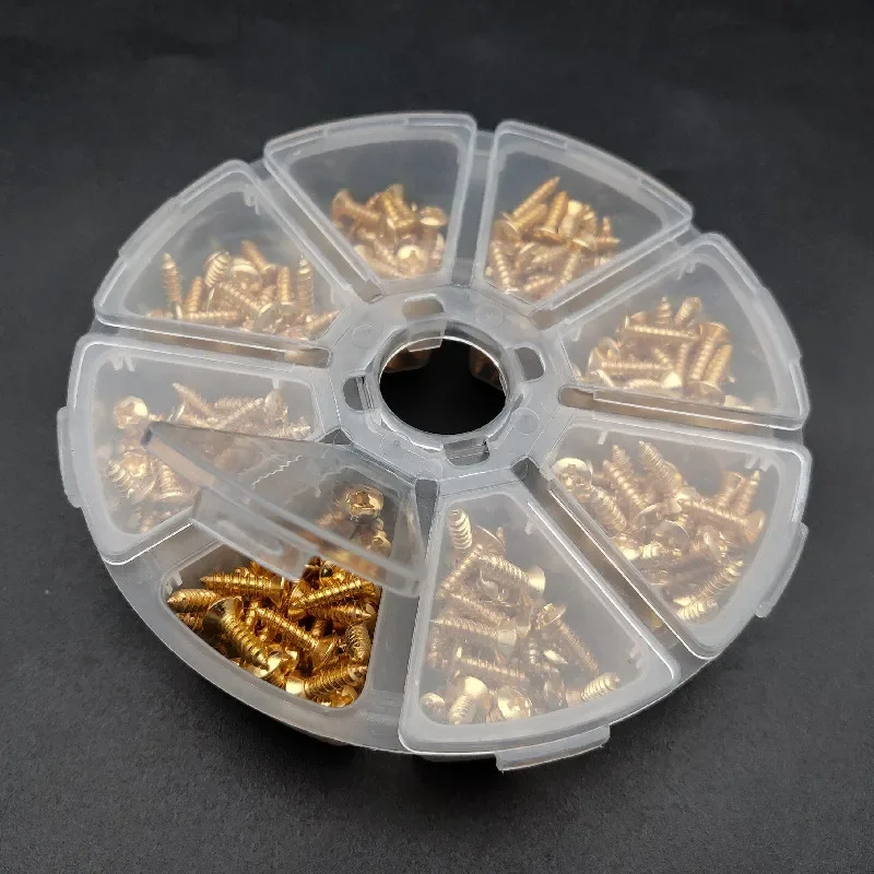 

400pcs Electric Guitar Pickguard Plate Mount Screw Size 3 x 12mm Color Black/Gold/Chrome with Storage Box Luthier Tool