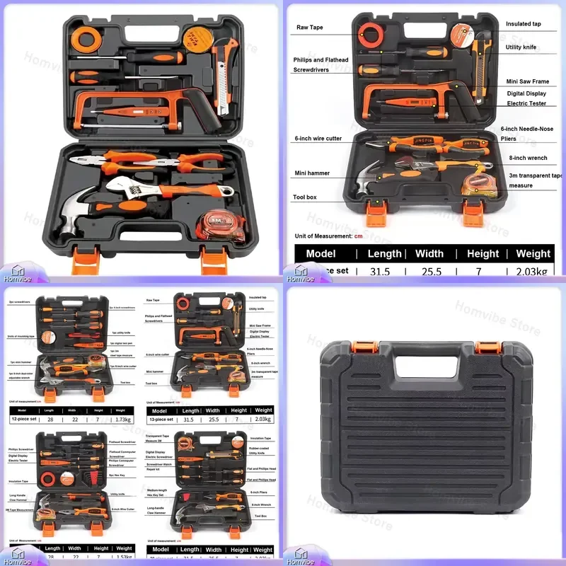 

13 Piece Tool Set Professional Home Toolbox Set Multifunctional Hand Tools Kit for DIY Repair Carpentry Woodworking Household