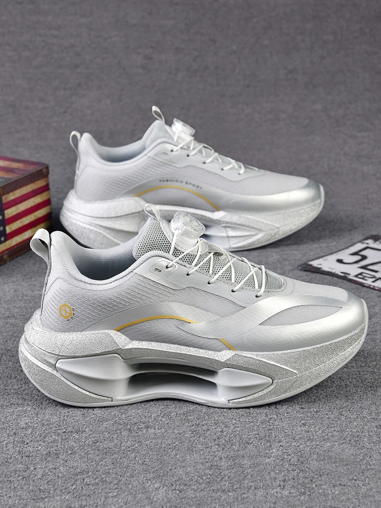  Modische Herren-Laufschuhe, leichte Damen-Sneaker mit drehbarer Schnalle und Dämpfung, rutschfeste Sportschuhe für Training, Joggen und andere Sportarten. – Detail 3