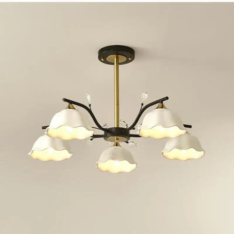 

Nordic style Bedroom White chandelier lamps simple Ceramic pendant chandeliers led lamp American personality dining roon light
