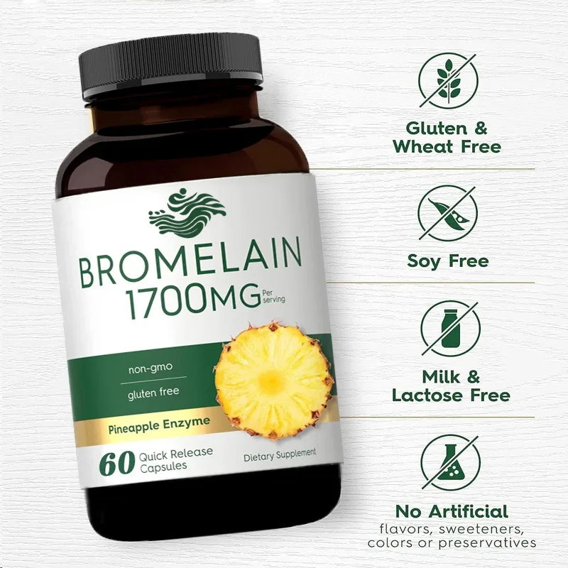 Bromelain 1700mg 60 Capsules || Bromelain Supplement Non Gmo And Gluten Supports Nutritional Digestion