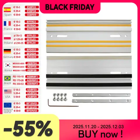 Allsome-Kit de rail de guidage de scie à rail, scie à rail Makita ou Festool, comprend 2x800mm, connecteurs de rail R64, 400mm