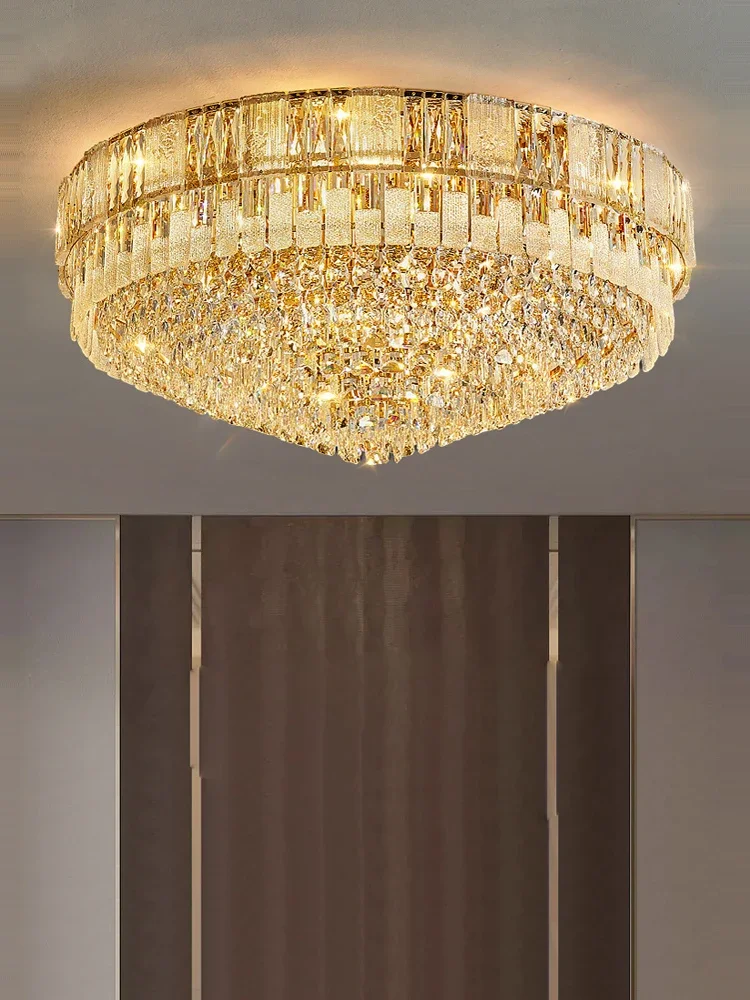 Dimmable LED Classic K9 Crystal Silver Gold Lamparas De Techo Ceiling Chandelier Ceiling Lamp For Dinning Room Living Room