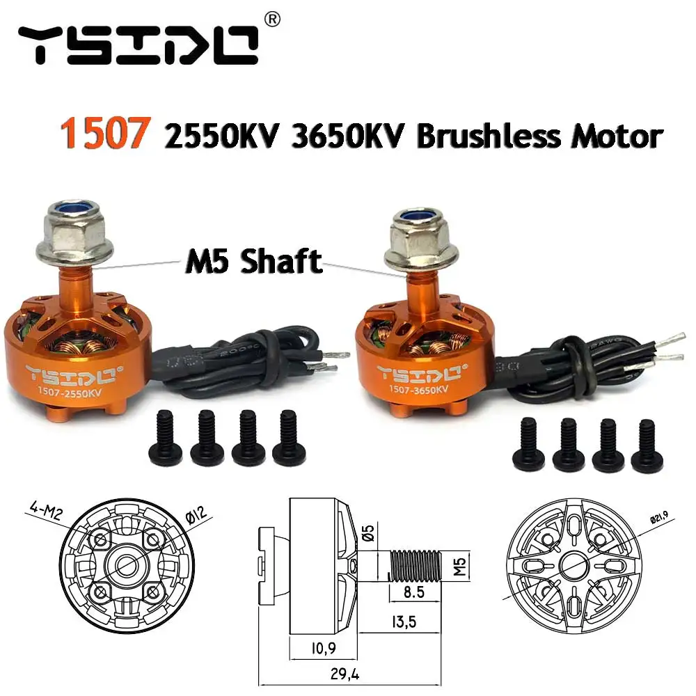 

YSIDO 1507 2550KV 3650KV 3-6S Brushless Motor M5 Shaft for Cineboy 146mm/Cloud-149 149mm Frame Sprog RC Drone FPV Racing DIY