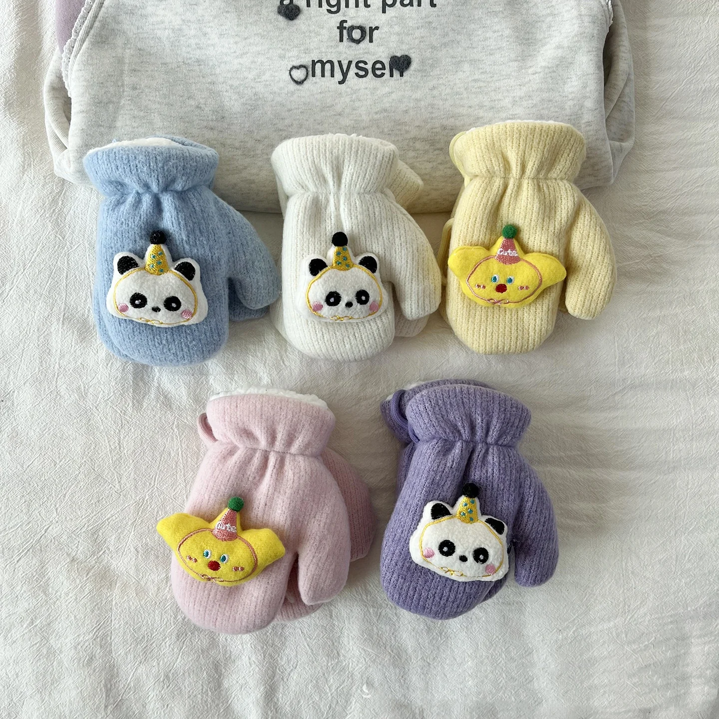 قفازات شتوية للأطفال من الصوف الحراري الدافئ قفازات حيوانات كرتونية لطيفة قفازات مضادة للانزلاق لعمر 2-6 سنوات