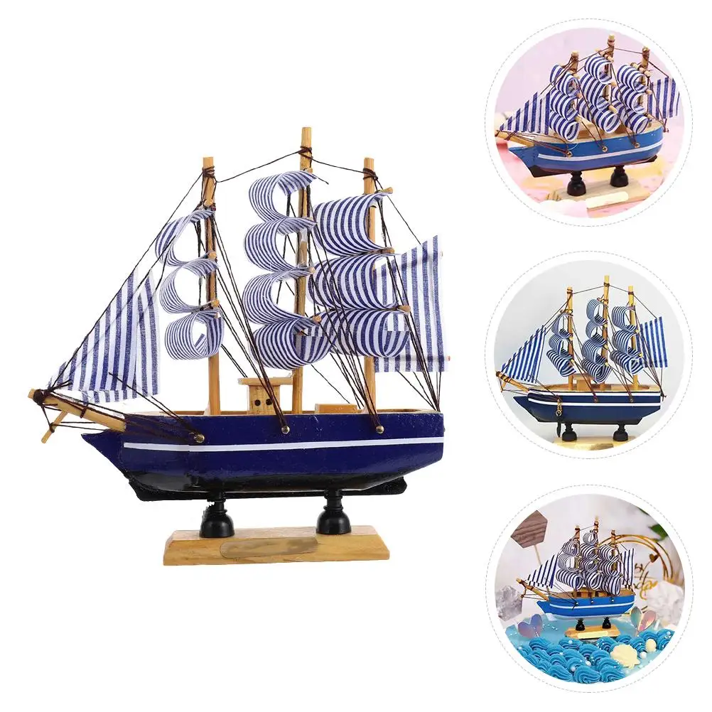 Nautical Sailing Boat เค้กตกแต่งของขวัญ Party Topper Mini เรือใบตกแต่ง