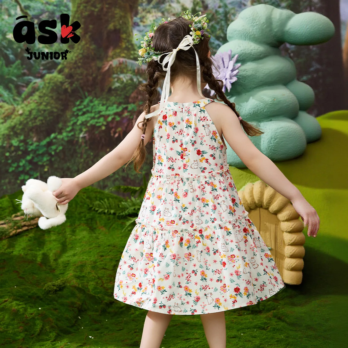 فستان بناتي صيفي صغير بدون أكمام مزين بالزهور #2