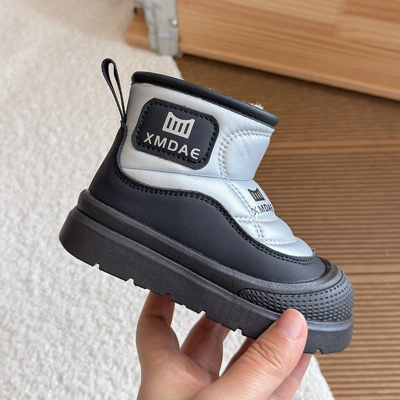 الأطفال أحذية الثلوج 2-18 سنة مبطن سميكة الفتيان الفتيات أحذية قطنية الوردي مائة المضادة للانزلاق الاطفال طفل أحذية بوت قصيرة