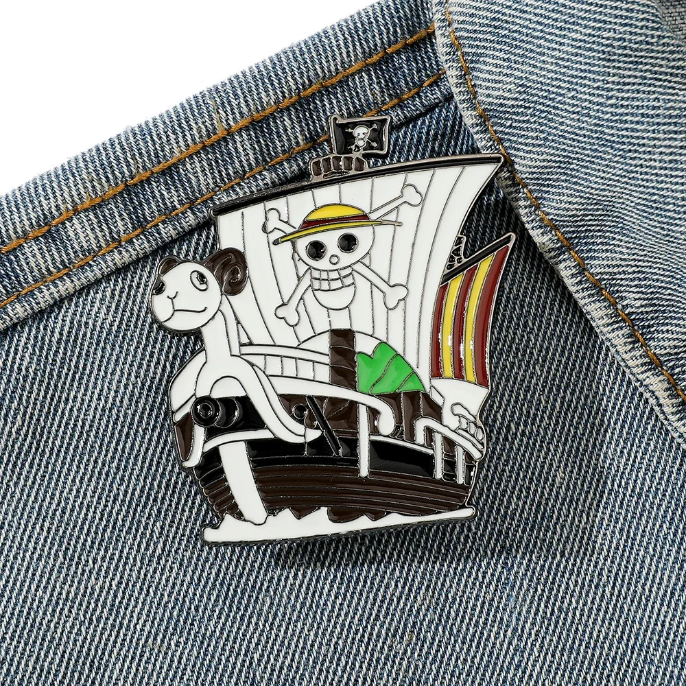 1 Pc One Piece Cartoon Brooch Creativity Thousand Sunny Enamel Pin Backpack Clothing Jewelry Metal Badge Accessories Gift
