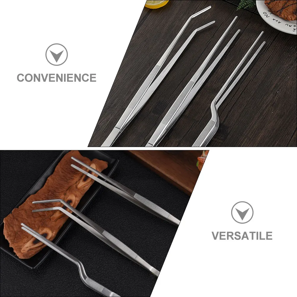 

1 set 1 Set Stainless Steel Tweezers Precision Slim Tip For Fish Bone Removal Cooking Grilling Plating Tools Chef Kitchen Tongs