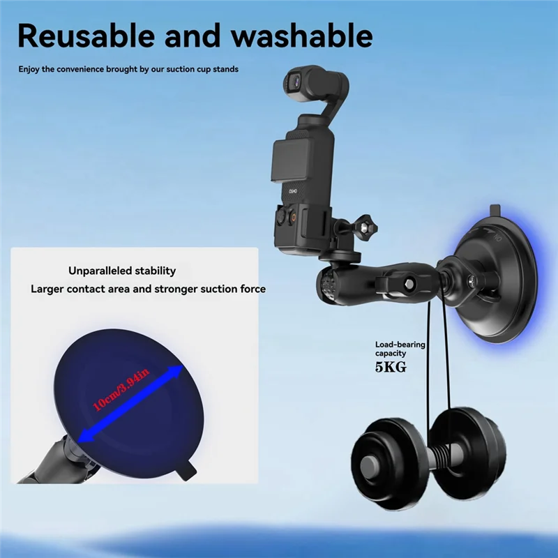 Полный противоударный автомобильный штатив с присоской для DJI Pocket 3 Gopro Insta360 S, аксессуары для крепления телефона для экшн-камеры
