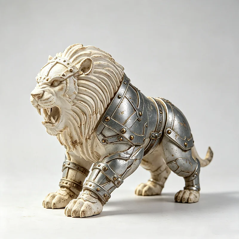 Armored Lion Unpainted Model Kit – D&D Tabletop Miniature for DIY Painting / Display Figurine