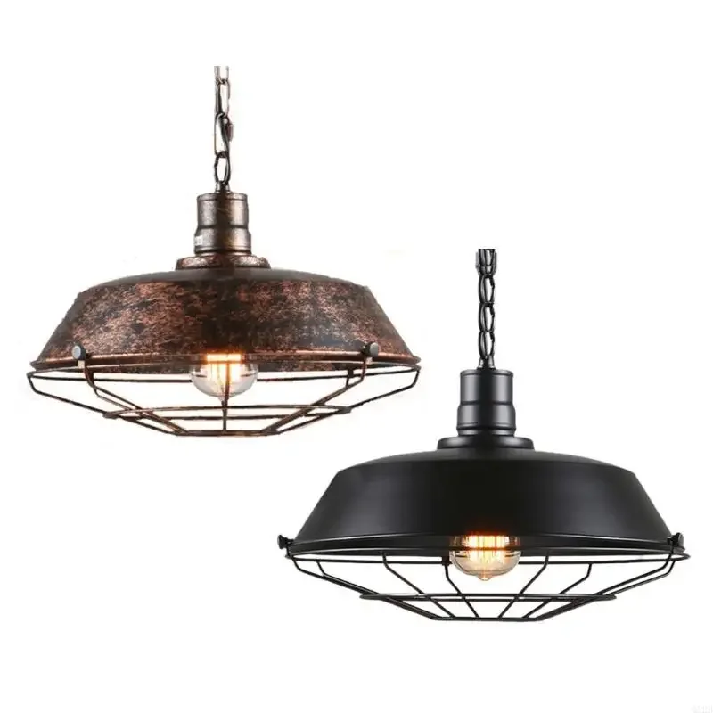 37ME Vintage Metal Pendant Lamp Shade Soft Ambients Lighting Metal Texture Suitable for Kitchen Dining Room Decoration