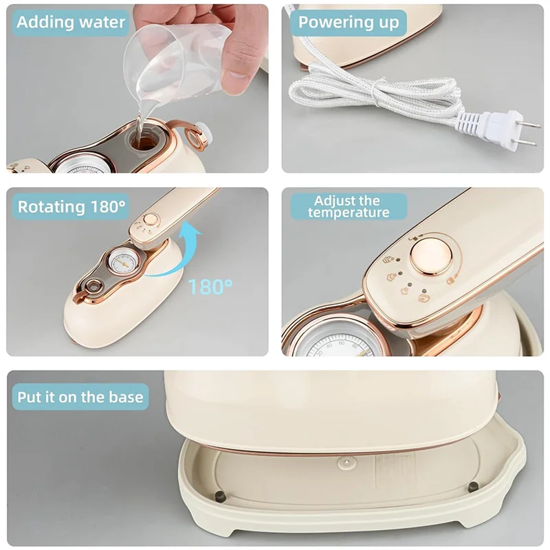 

BABZ-Travel Steam Iron, Handheld Garment Steamer, Portable Mini, 180° Rotatable Travel Steamer
