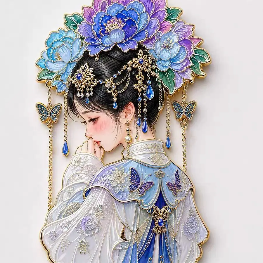 Intangible Cultural Heritage Chinese Style Metal Magnetic Fridge Magnet Creative Gift Four Beauties Collection Souvenir