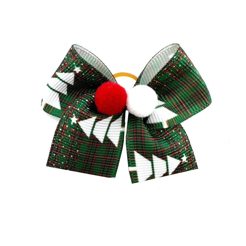 30/50pcs Christmas Dog Accessories Dog Bows Xmas Hair Accessories for Dogs and Cats Puppy Bows with Rubber Bands Pet Supplies