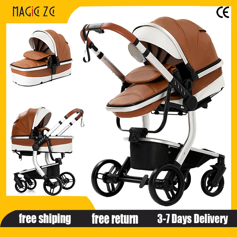 

Портативная детская коляска 2 в 1, водонепроницаемая коляска из искусственной кожи, легко чистится, складная, съемная, без автокресла, коляска для новорожденных