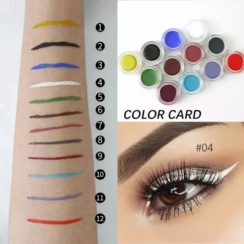 Custom Logo 12-color Eyeliner Cream Long Lasting Waterproof Sweat-proof Non-smudge Natural Private Label Makeup Wholesale Vegan