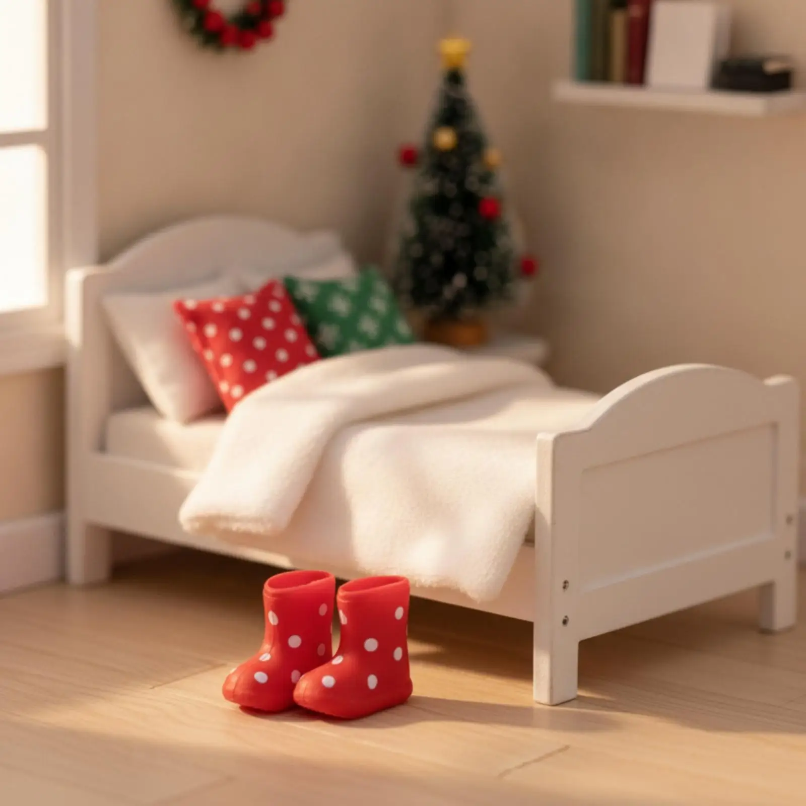 Tiny Dollhouse Bed Plastic Miniature Furniture for Doll Accessory Play Scene Display Collectible Hobbyist Styling