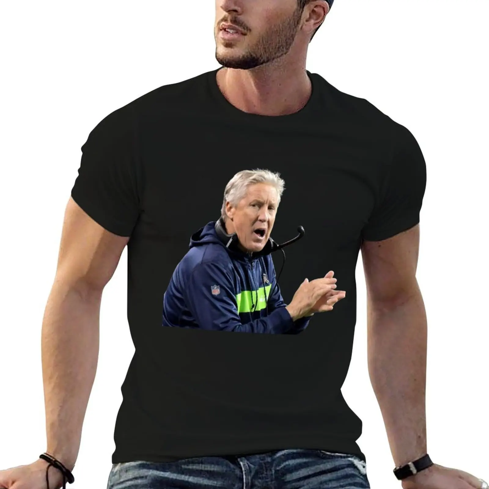 Pete Carroll chewing gum T-Shirt graphic t shirt vintage Man t-shirt Men's t-shirts