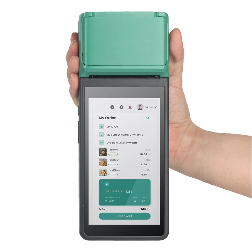 Industrial Handheld POS Terminal Green T3 Portable Inventory Scanner with Built-in Thermal Printer for Warehouse & Logistics