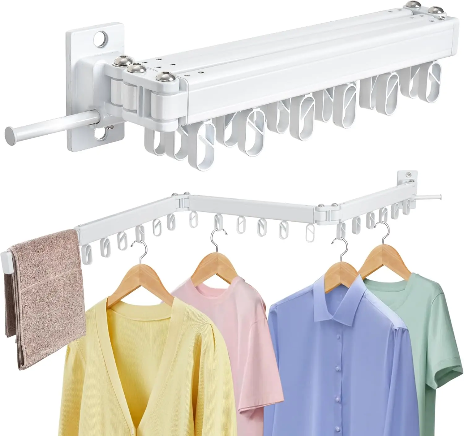 

Foldable Wall-Mounted Drying Rack, Space-Saving Aluminum for Indoor & Outdoor Use in White