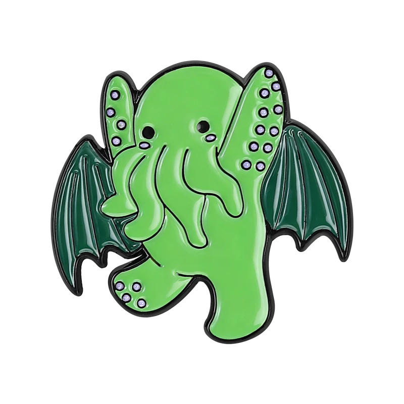 Ктулху-мифология-фантастика-ролевая-брошь-эмалированные-булавки-щупальца-осьминога-и-крылья-летучей-мыши-дизайнерская-брошь-значок-на-лацкане-ювелирные-изделия-подарки