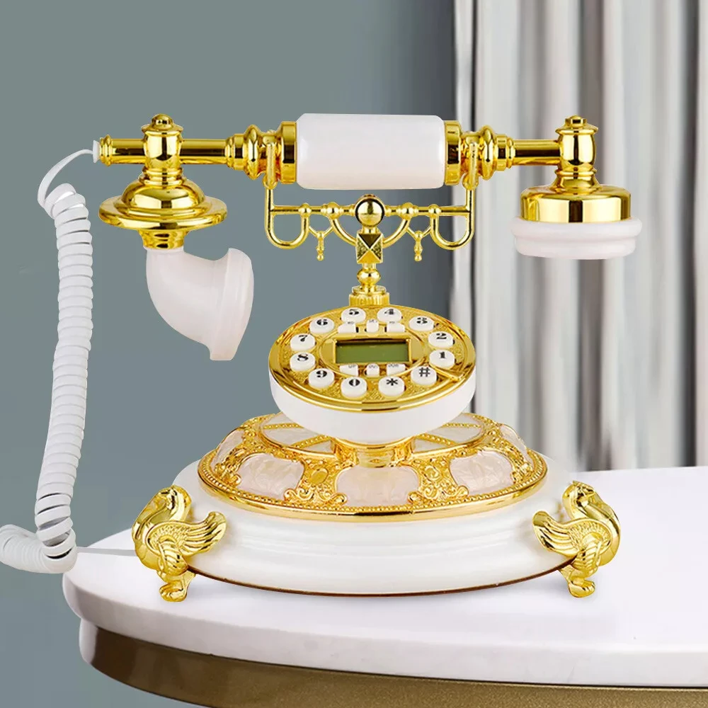 

Vintage-Inspired Telephone: Antique-Style White Gold Phone for Retro Decor