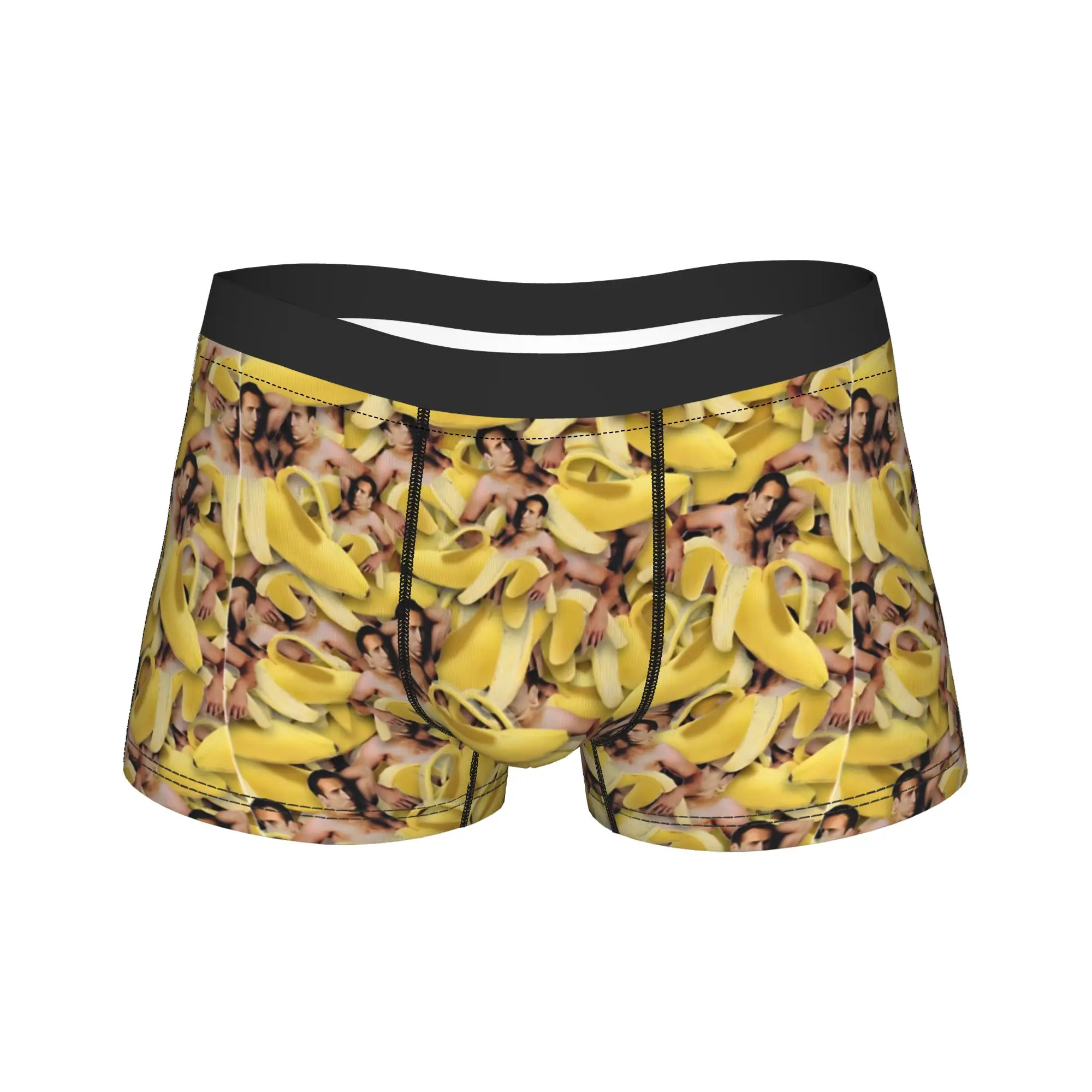 Nicolas Cage Banana Pattern Men Boxer Briefs Cozy Underwear  Underpants