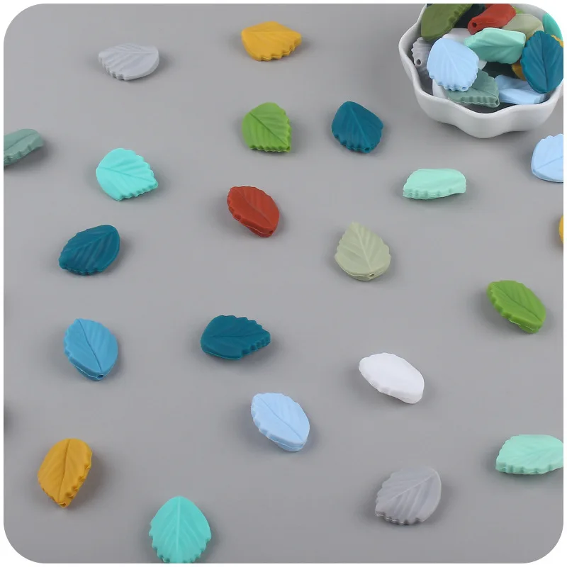 5Pcs/lot New Food Grade Mini Leaf Silicone Beads for Baby DIY Handmde Pacifier Chain Necklace Teether Accessries Findings