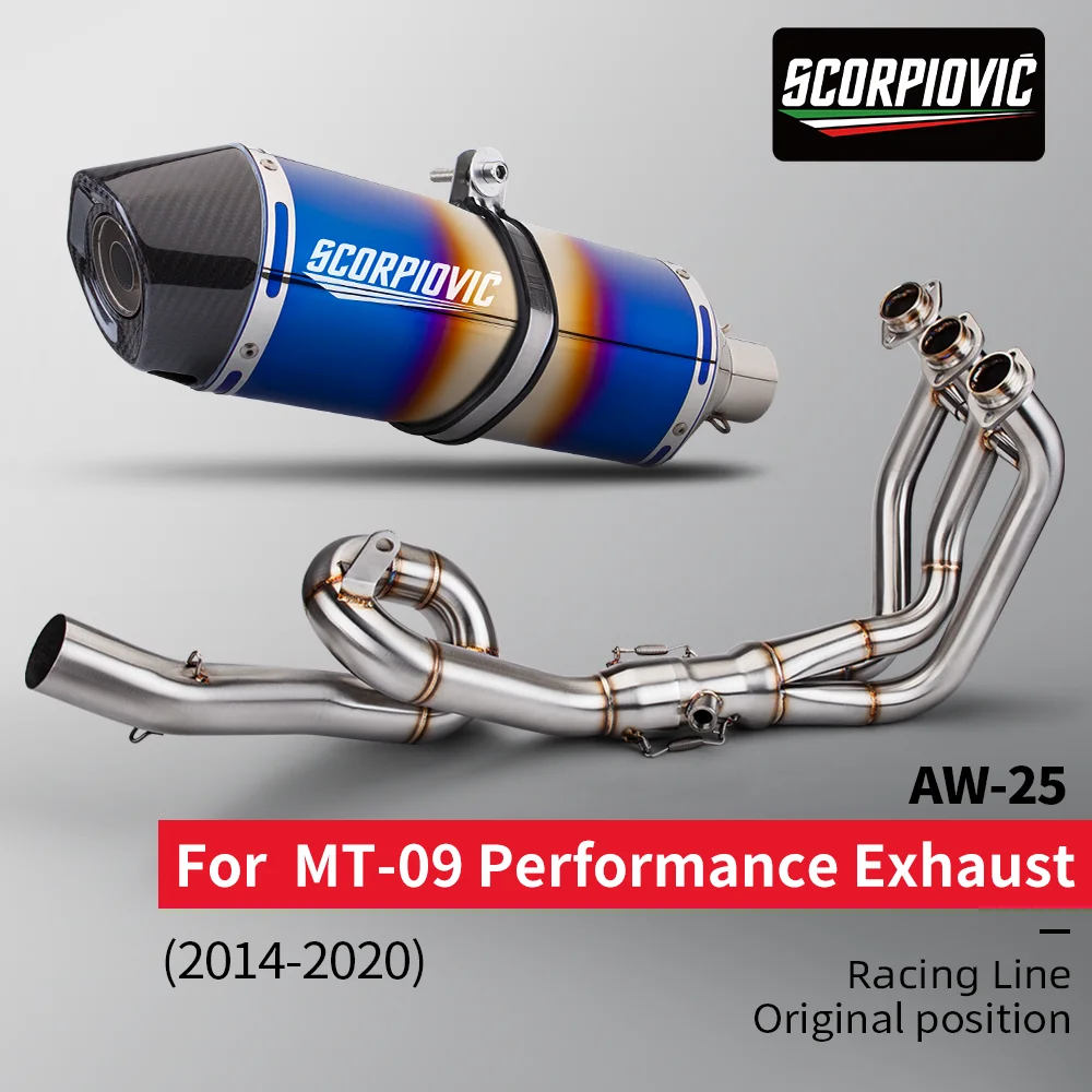 For MT-09 FZ-09 FJ09 TRACER 900 51mm 2015-2020 Motorcycle Exhaust Escape Moto Systems Slip On Front Link Pipe Elbow