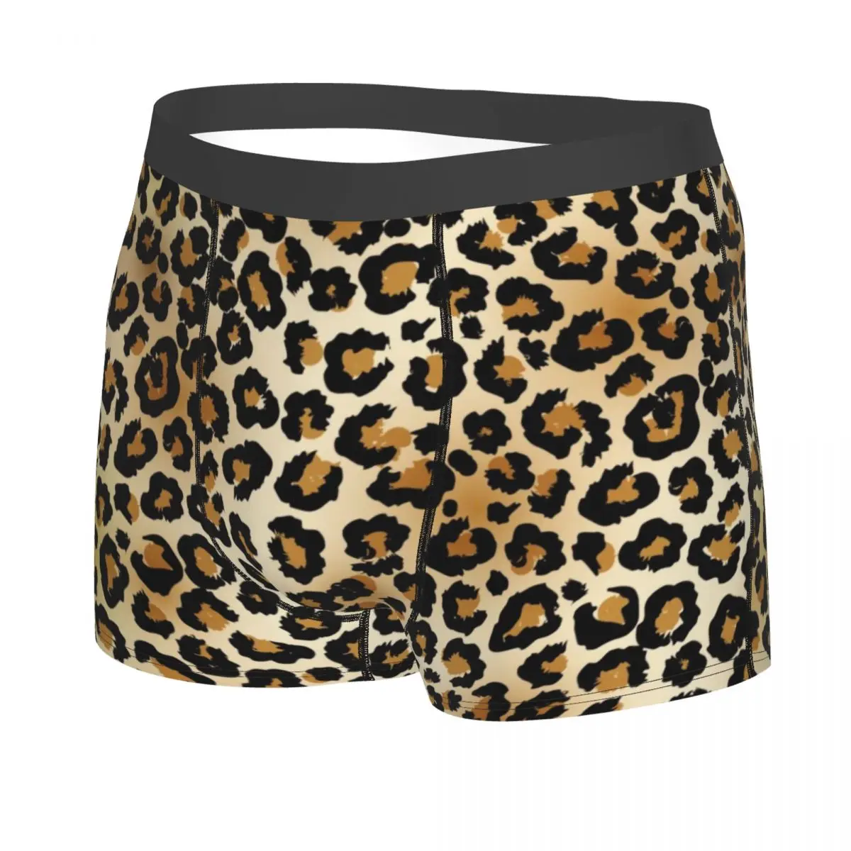 Custom Brown Leopard Print Boxers Shorts Men's Animal Cheetah Skin Briefs Underwear Cool Underpants