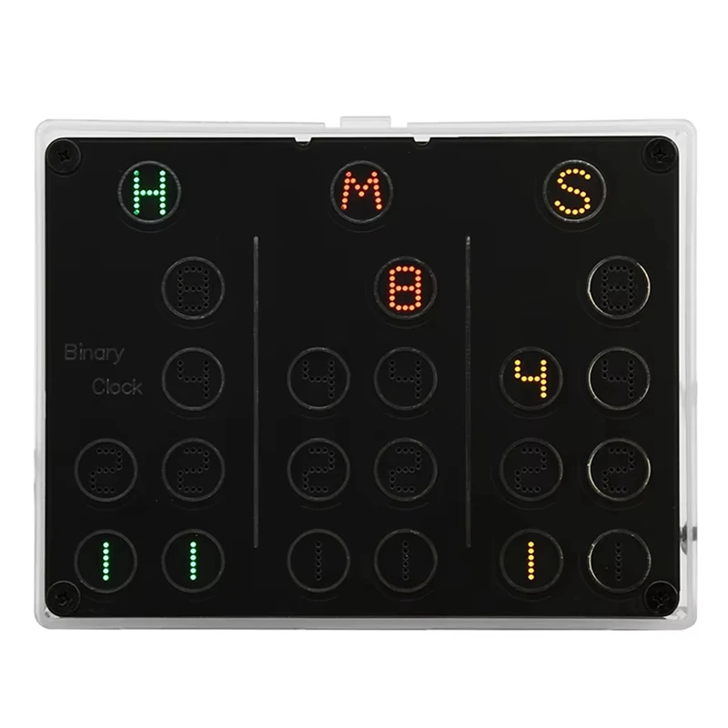 B62B Binary Electronic Clock DIY Kit 4-Digit LED Clock Soldering Practice Desktop Alarm Clock USB Powered 5V