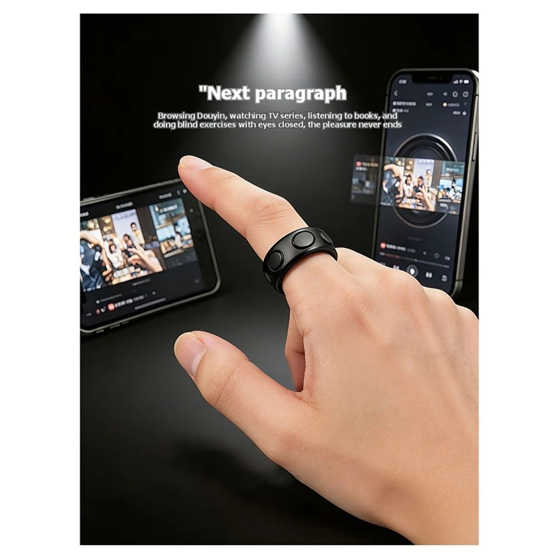 DT21 Bluetooth Page Turner Remote Clicker Ring BT 6.0 Selfie Camera Shutter Portable for Phone Tablet Reading