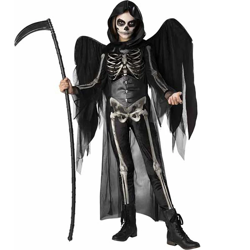 

2025 New Arrival Kids Midnight Raven Fallen Dark Angel Halloween Fancy Dress Girl Tween Angel of Death Costume