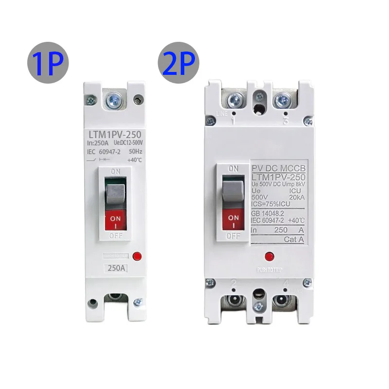 DC Circuit Breaker 1/2P 150A-600A for Solar Cells Protector RV Battery Isolator 12V-120V Voltage Options - MCCB 200A 250A 300A