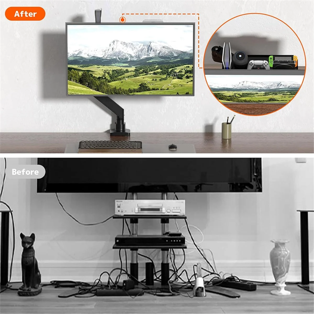 A03R  Desktop Computer Monitor TV Back Holder PC Screen Storage Bracket for Television Speaker Mini PC