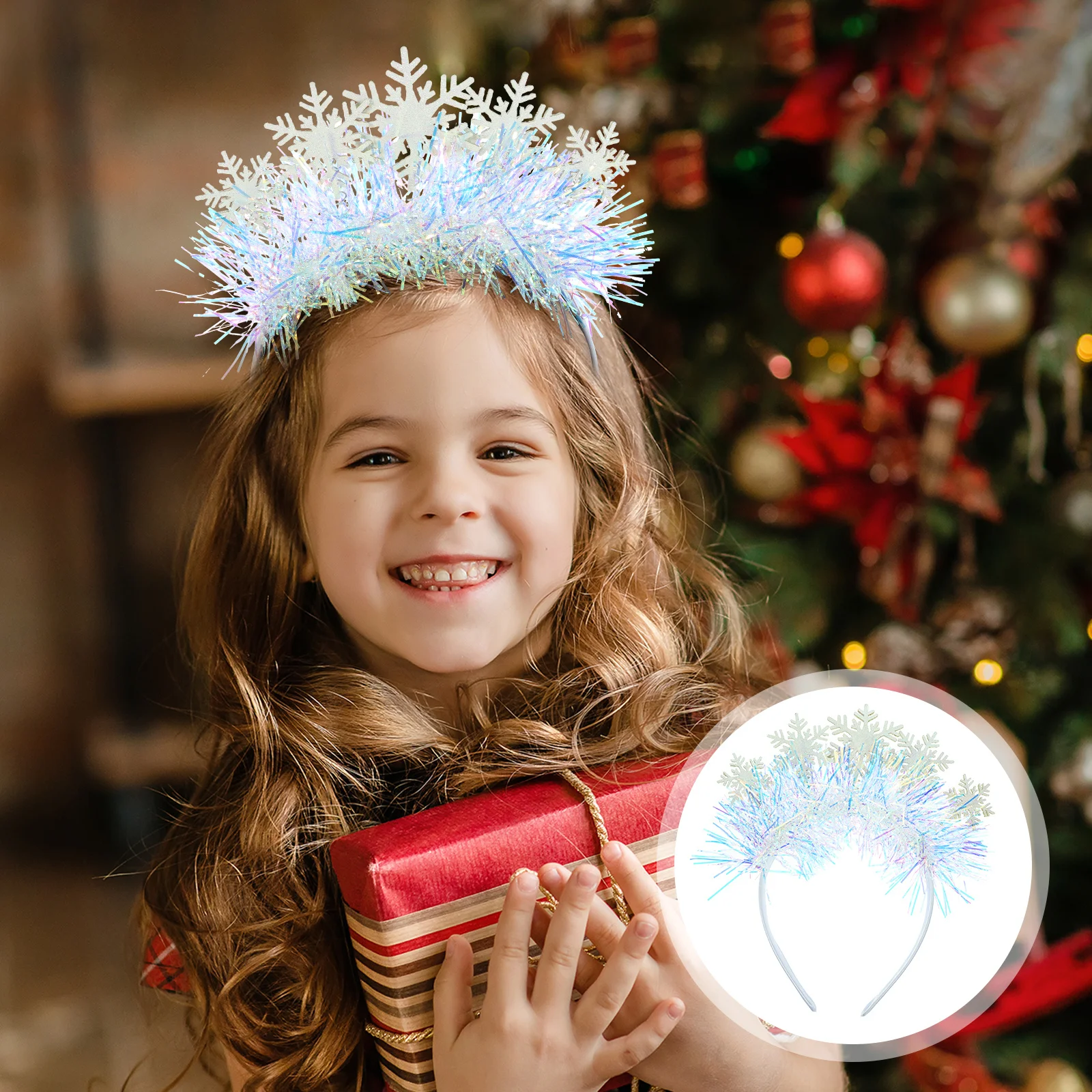 

Snowflake Headband Decorative Hair Christmas Party Hairband Hoop For Women Party Xmas Sparkly Lightweight Holiday Accessory