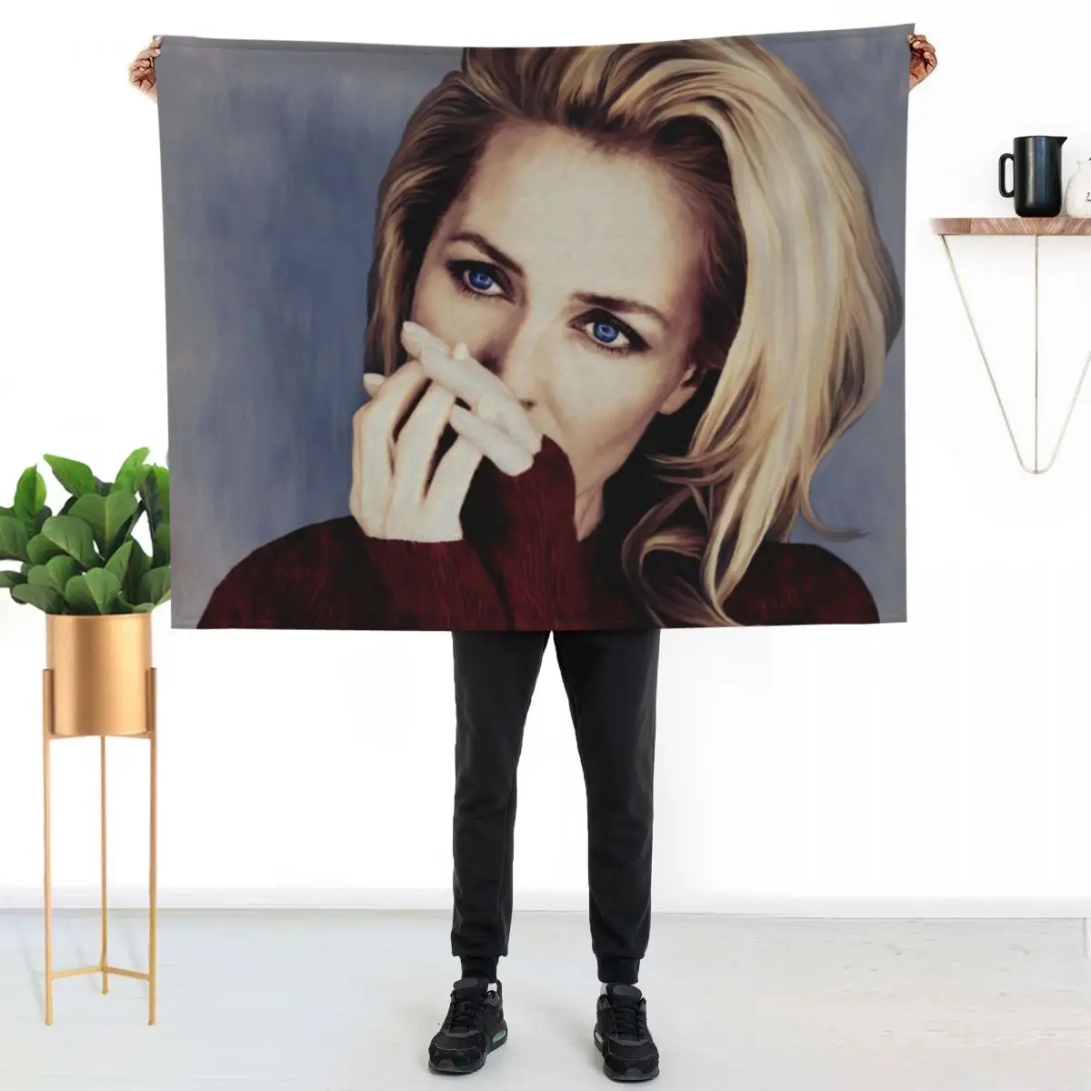 Gillian Anderson oil color painting Throw Blanket sofa bed wednesday Thin Furrys Blankets