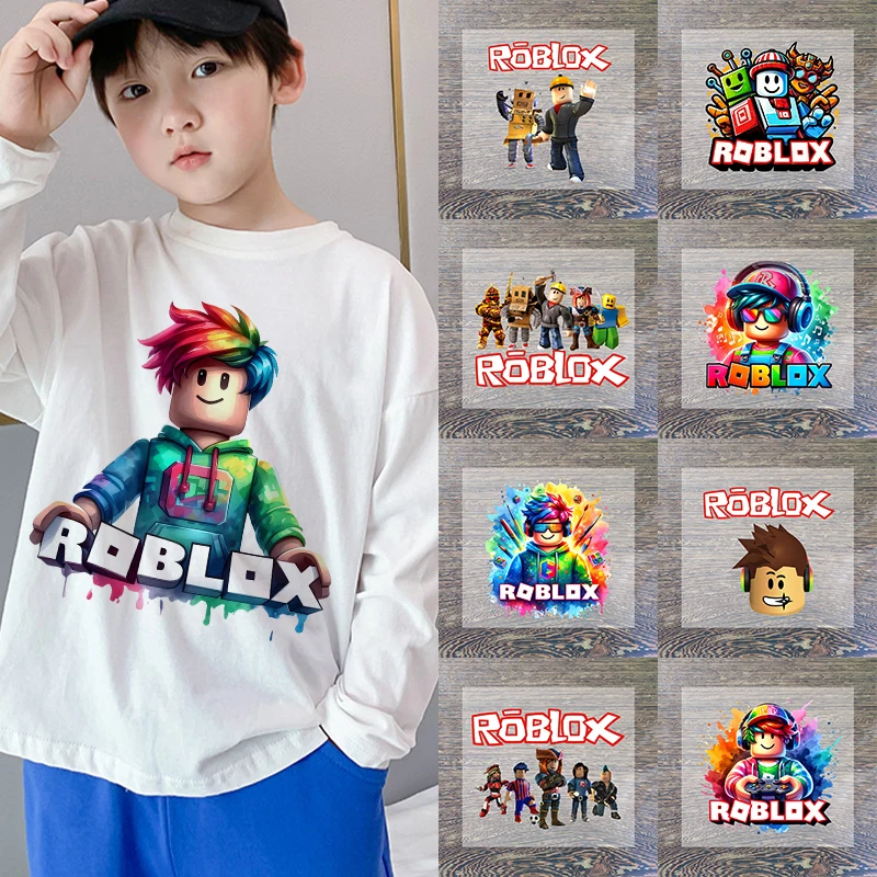 Roblox الكرتون الحديد على بقع للملابس Kawaii لعبة شخصية DIY تي شيرت بلايز نقل الحرارة التصحيح هدايا عيد ميلاد الاطفال
