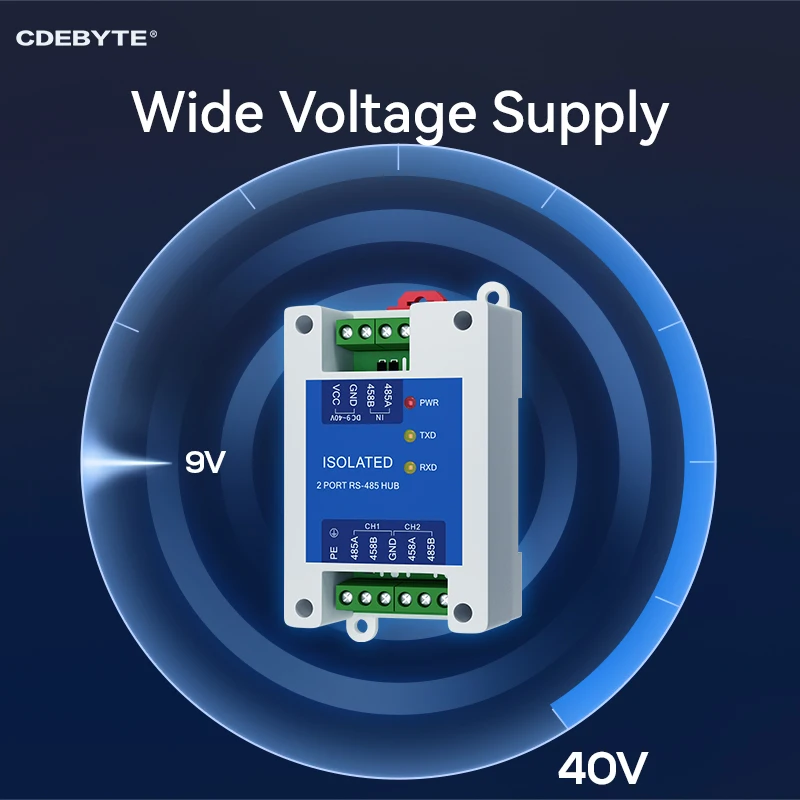 Industrial Grade 2-way RS485 Repeater Power Signal Isolation CDEBYTE E810-R12 ESD DC 9-40V Rail Mounting High Speed Transparent