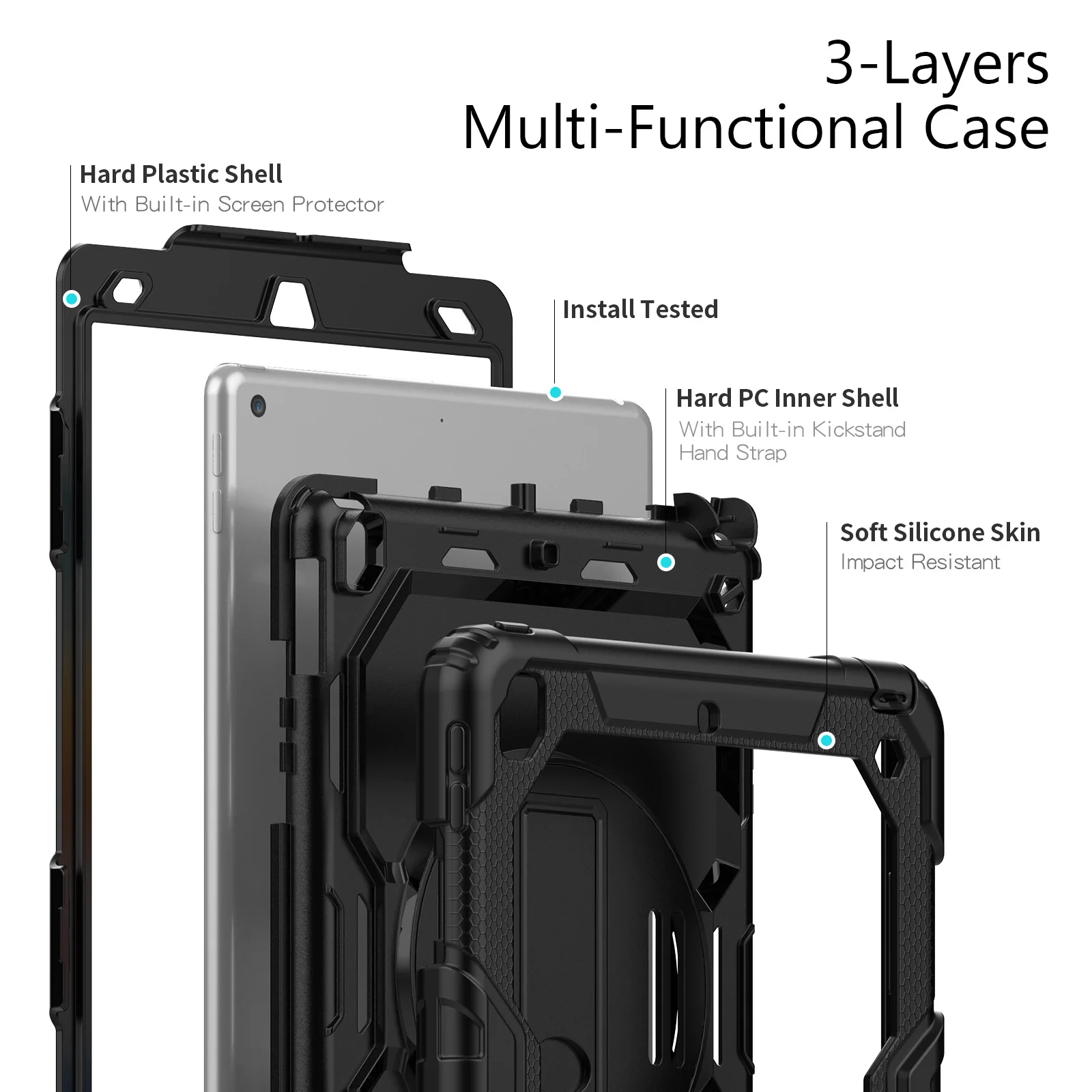 Imagem -03 - Proteção Total contra Choque Case Tablet Robusto em Geração Kickstand e Alça de Mão para Ipad Air Pro 10 11 13 12.9