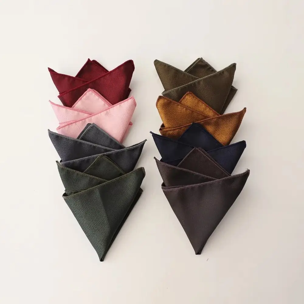 New Polyester Pocket Square Solid Color Retro Tone Groom Handkerchief Square Shape Men Handkerchief Formal Wear