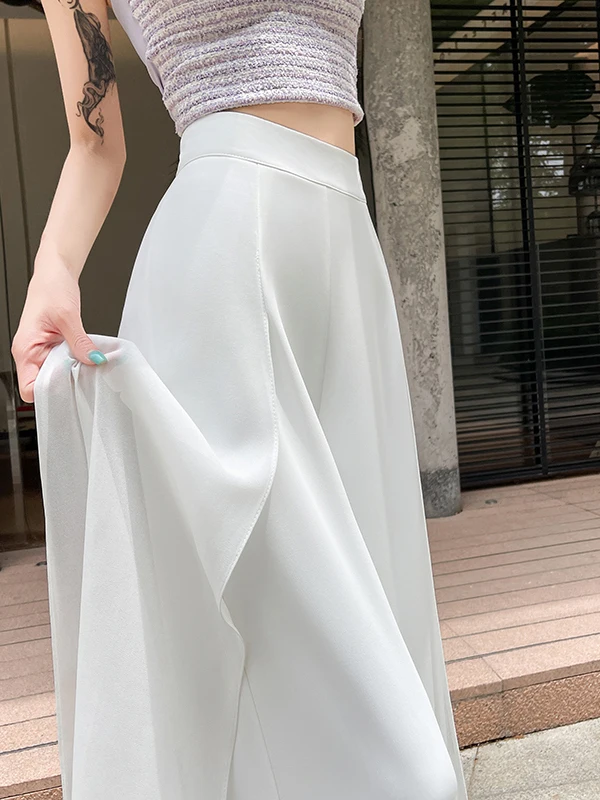 High Waist Wide Leg Suit Pants Women's Summer 2026 New Small Size Drapey Floor-Length Casual Straight Leg Trousers