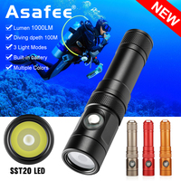 Asafee DT15 Handheld Diving Flashlight Troch SST20 LED 1000Lumen Rechargeable 21700 Scuba Diver Lantern Underwater Dive Lamp