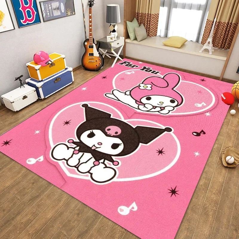 Sanrio My Melody Kuromi милый мультяшный ковер с анимацией, детский коврик для спальни, прикроватный диван, напольный коврик, нескользящий настраиваемый подарок