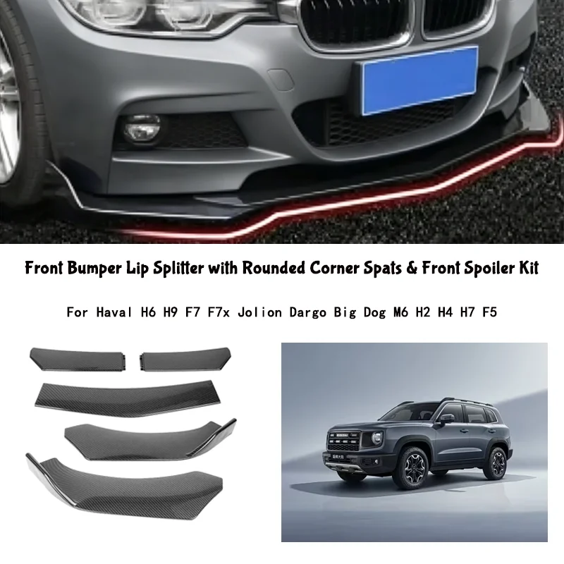 5-Segment Adjustable Front Bumper Lip Splitter Body Kit For Haval H6 H9 F7 F7x Jolion Dargo Big Dog M6 H2 H4 H7 F5